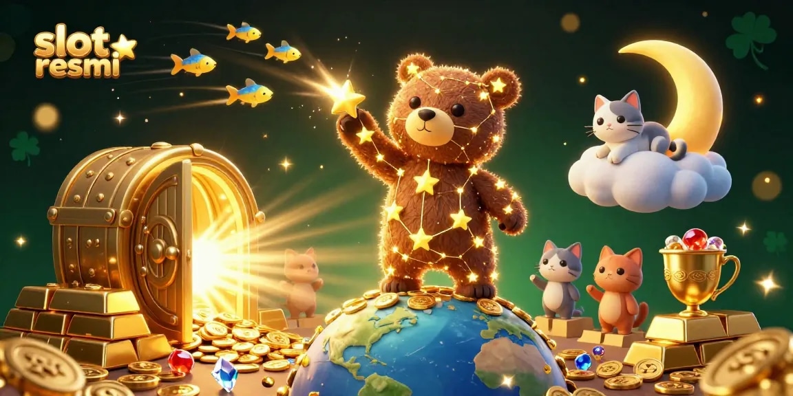 Experience the excitement of slot resmi with this vibrant illustration showcasing jackpots and treasures.