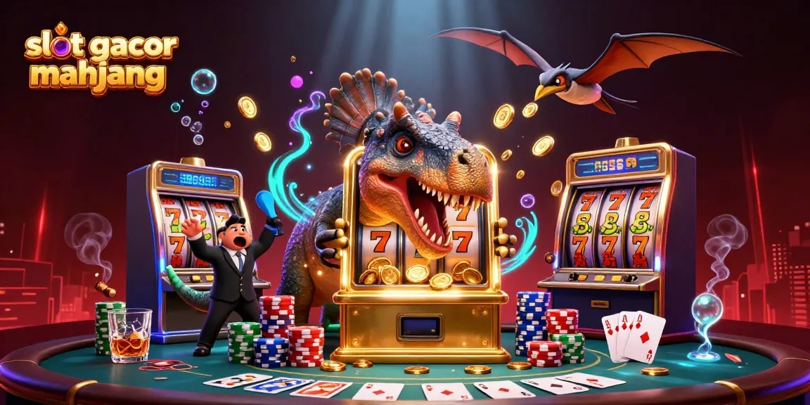 Engaging scene of slot gacor mahjong with animated characters interacting in a lively casino setting.
