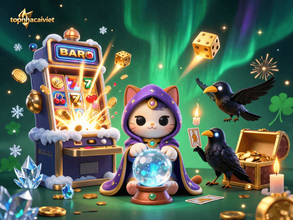 Engage your luck at topnhacaiviet with mystical fortune teller cat and extraordinary casino vibes.