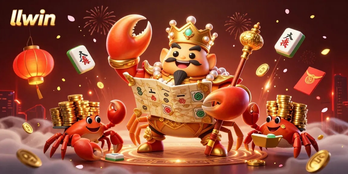 Engage with the llwin golden crab emperor in a vibrant casino scene with rich gaming elements.