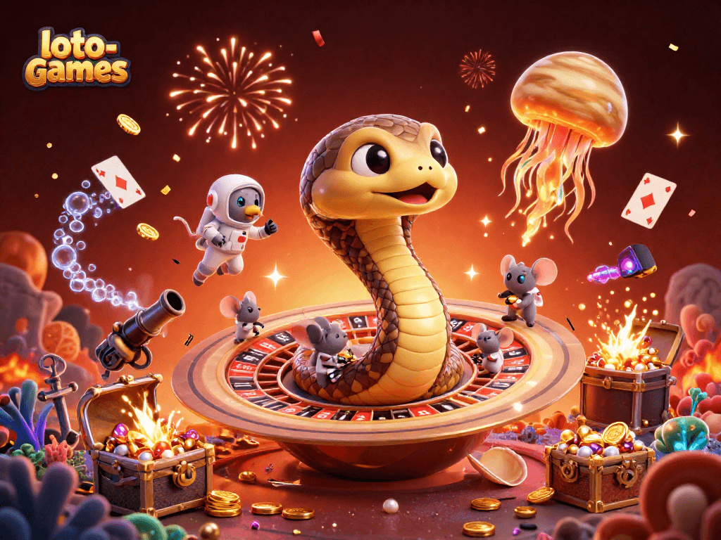 Experience the thrilling loto-games universe with energetic betting mice and a cosmic dealer!