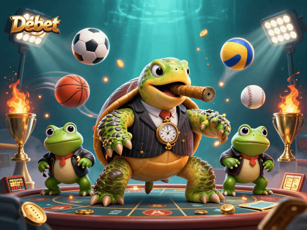 Engage with Debet's exciting gambling adventure alongside a snapping turtle mobster and bullfrogs.