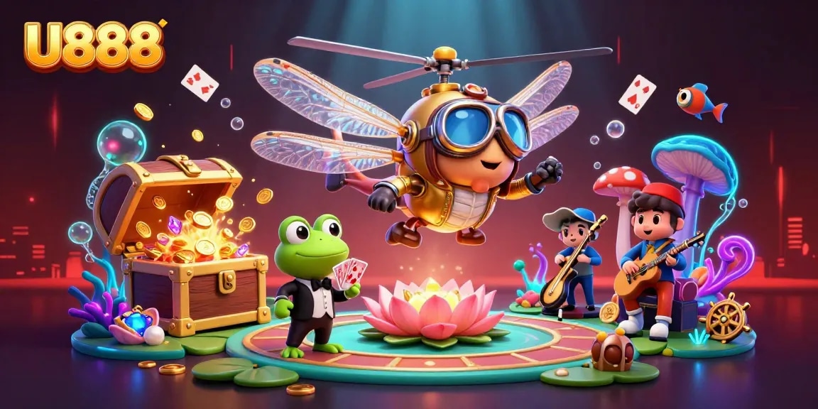 Experience U888 as a fantasy gambling realm with vibrant characters and rich gaming elements.