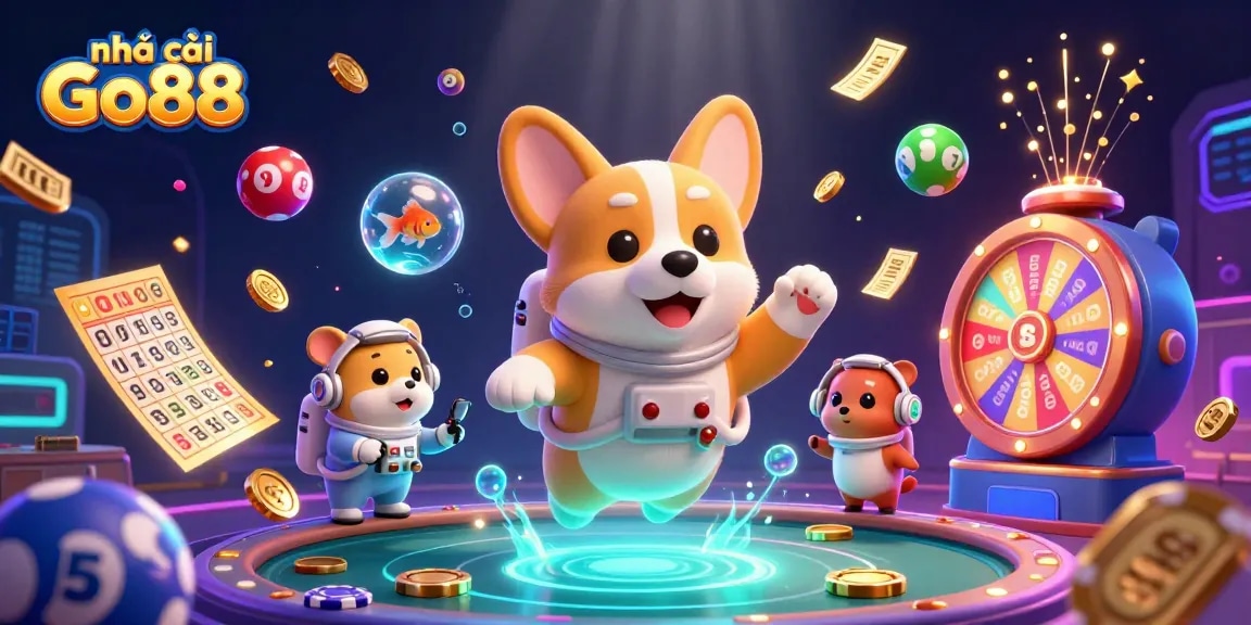 Experience house thrills with nhà cái Go88 in this dynamic animated casino scene featuring lottery excitement.