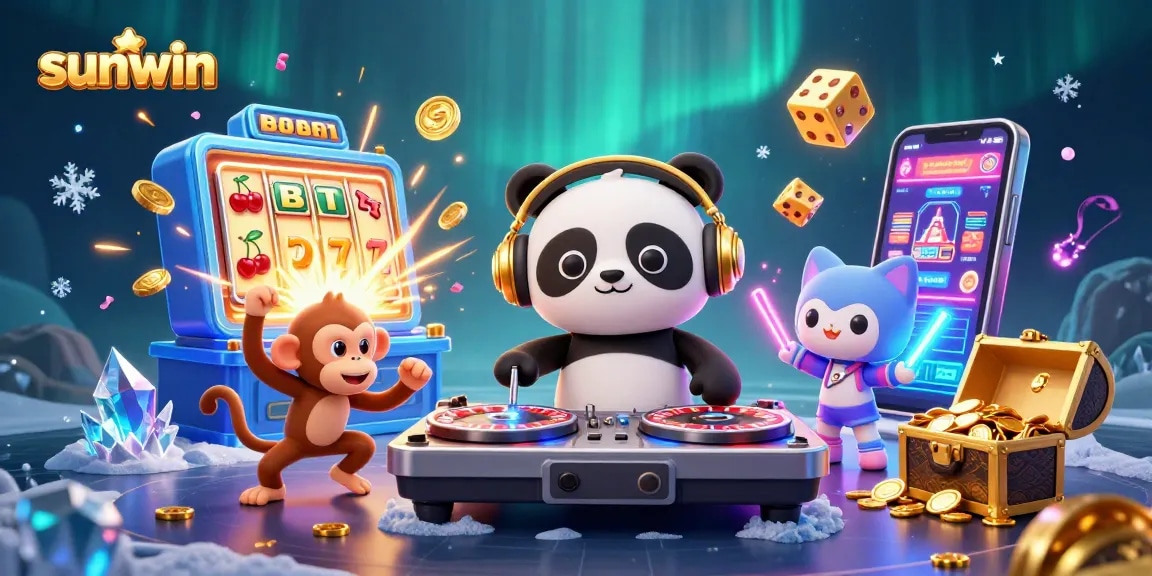 Engage in dynamic casino fun with sunwin featuring a DJ panda, dancing monkey, and rave kitten!