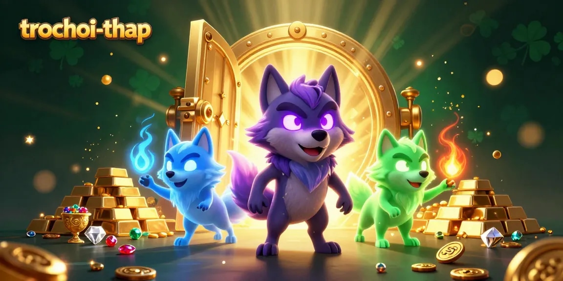 Experience the excitement of trochoi-thap with glowing wolves and treasure in a thrilling casino scene.