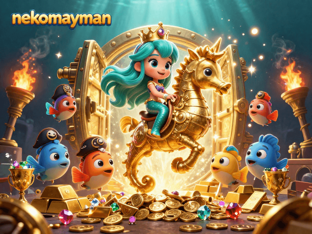 Win big with nekomayman in an energetic online casino scene featuring colorful treasures.