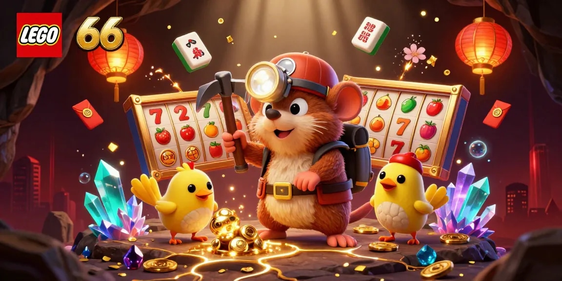 Immerse in the thrill of Lego66 pokies with treasure hunter mole discovering jackpots and gems.