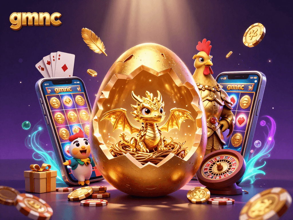 Players engaging with golden dragon and poker chips in gmnc animated casino scene.