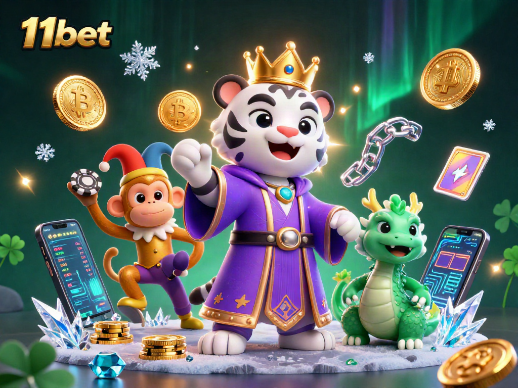 Play and win at 11bet's vibrant 3D casino illustration depicting thrilling gaming elements.