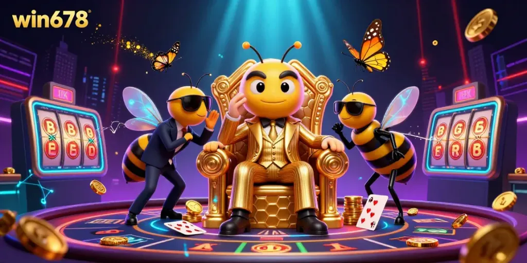 Experience the excitement of win678 with a vibrant casino scene filled with action and stunning game elements.