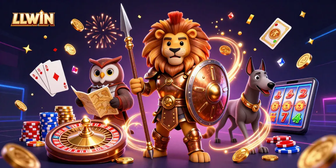 Experience thrilling gaming moments with LLWIN's vibrant characters and exciting casino elements.