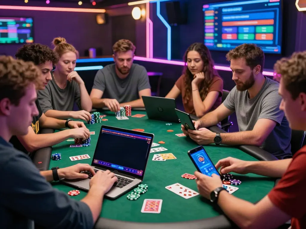 Diverse players enjoying non GamStop casinos with vibrant graphics and gaming elements.