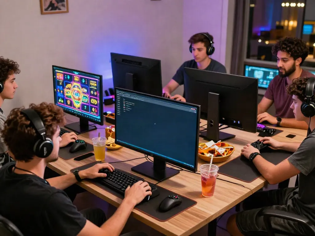 Diverse players enjoying non GamStop casinos at home with vibrant gaming setups.