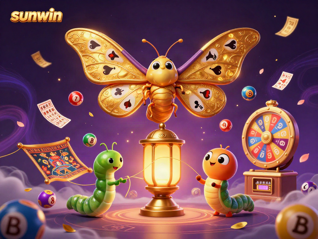 Experience the enchanting sunwin universe with a vibrant 3D casino scene filled with colorful lottery elements.