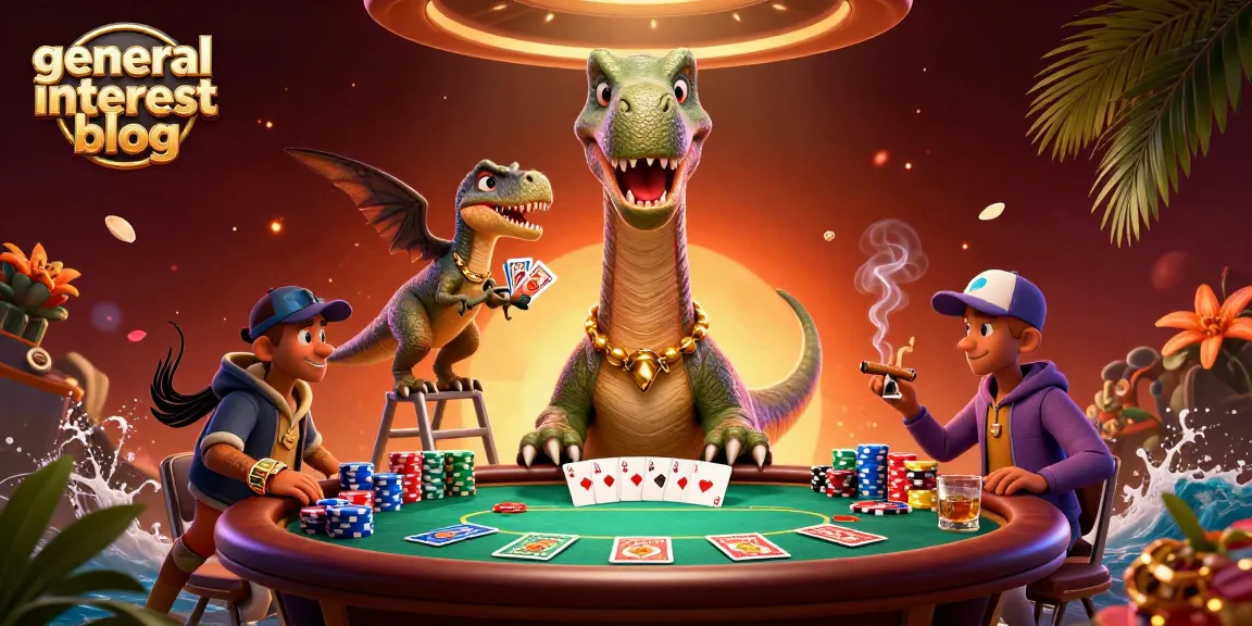 Engage with a vibrant scene showcasing the general interest blog in a fun casino atmosphere.