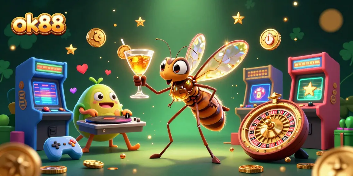 Experience the excitement of ok88 with vibrant casino elements in a dynamic 3D illustration.