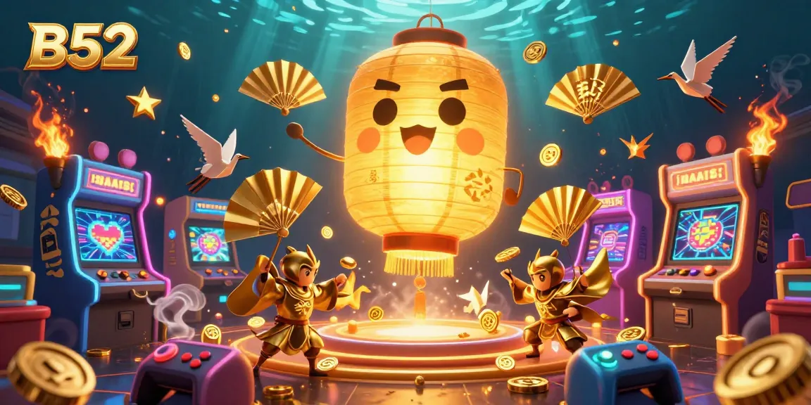 Play B52 games with engaging characters and vibrant casino elements in a rich 3D illustration.