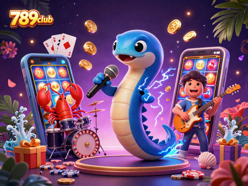 Experience exciting gameplay with 789club through this vibrant underwater casino scene featuring lively characters.