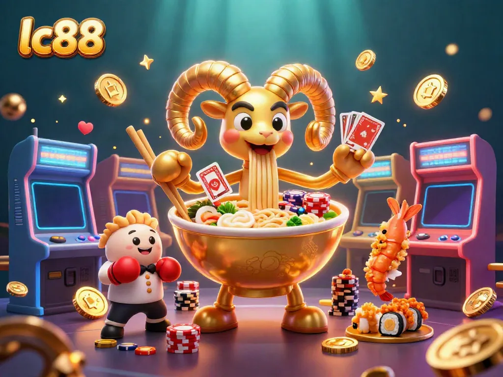 Engage in gaming excitement at lc88 with vibrant characters and a lively casino atmosphere.