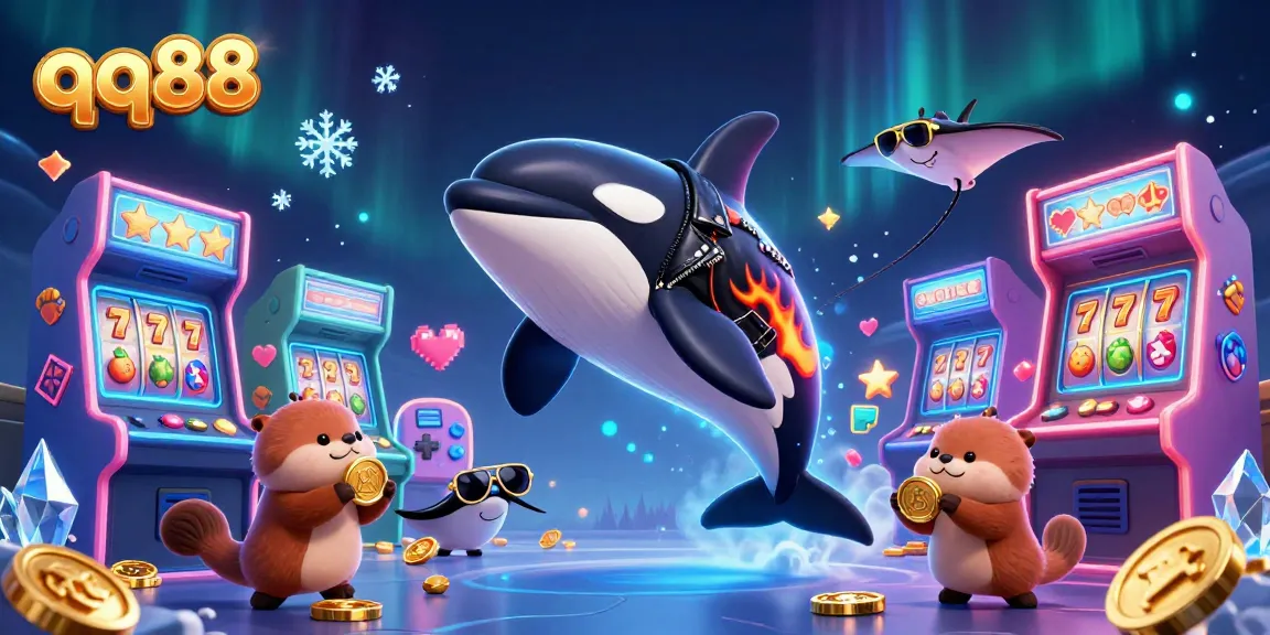 Experience thrilling wins with qq88 in a vibrant casino scene featuring lively characters and gaming elements.