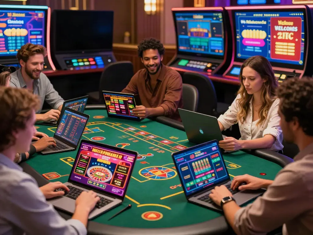 Players enjoying a thrilling experience at non GamStop casinos online with vibrant visuals and gaming elements.
