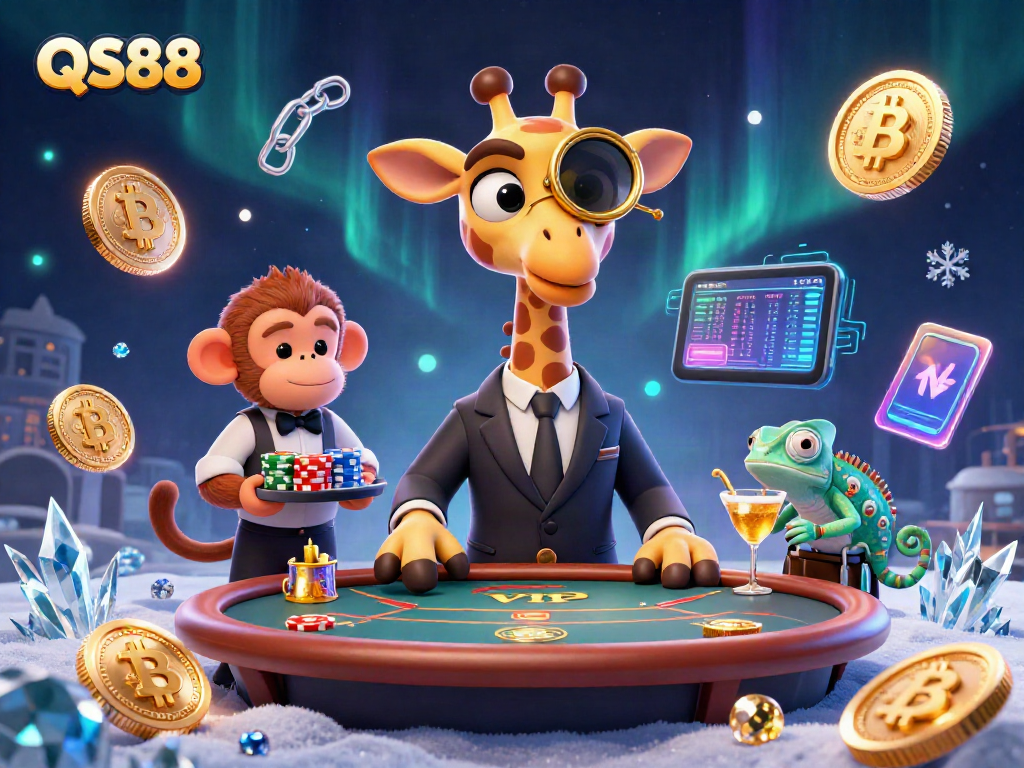 Raise your stakes at QS88 with a high-roller giraffe and crypto action at a VIP poker table.
