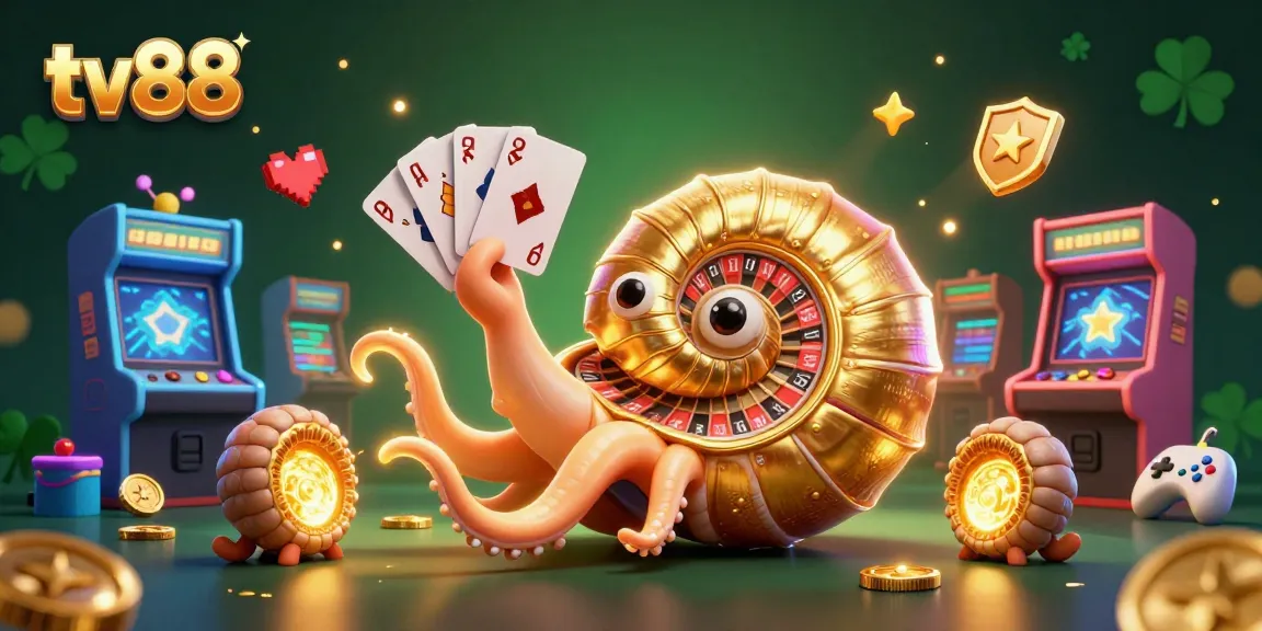 Explore thrilling casino action with tv88's vibrant scene of a nautilus roulette wheel and glowing cards.