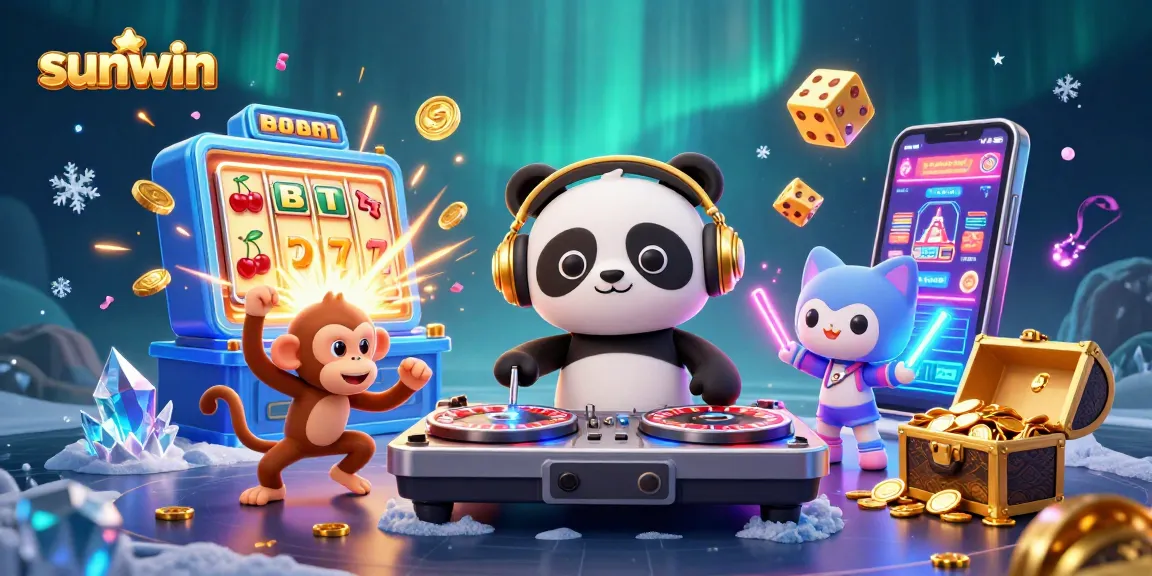 Engage in dynamic casino fun with sunwin featuring a DJ panda, dancing monkey, and rave kitten!