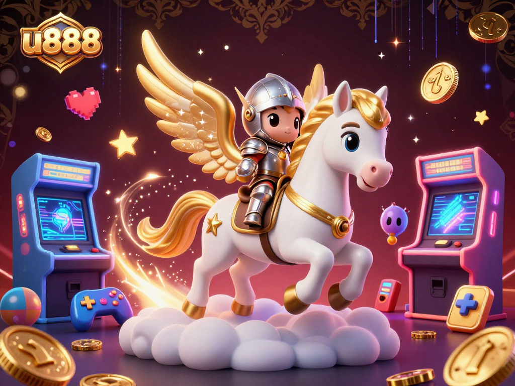 Experience the thrilling game action with u888 in a vibrant 3D illustration.