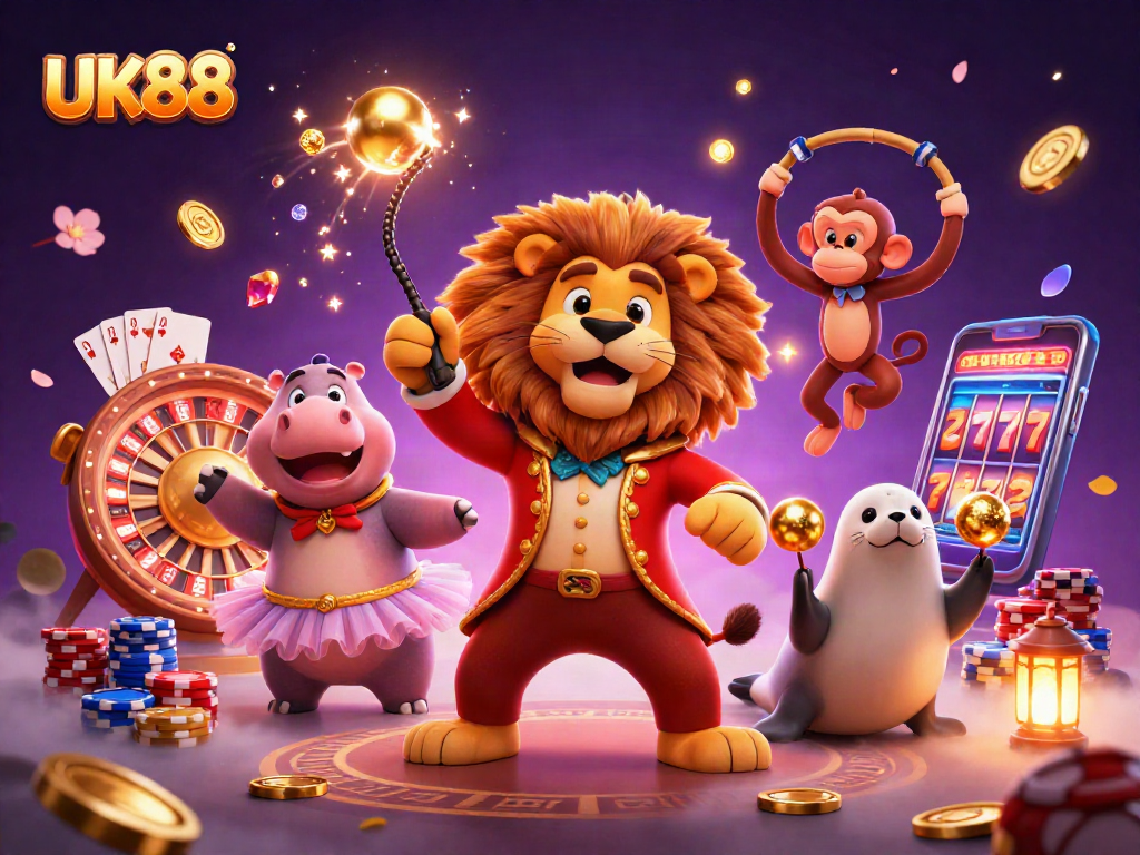 Engage with UK88's thrilling casino scene featuring vibrant characters and exciting gaming elements.