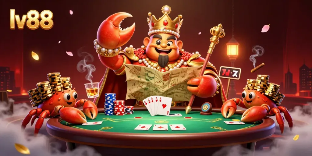 Experience thrilling gaming at lv88 with a golden crab emperor and lively poker elements.