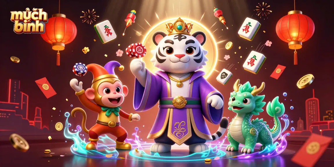 Engage in mậu binh with an elegant tiger and magical dragon amidst casino elements and rich visuals
