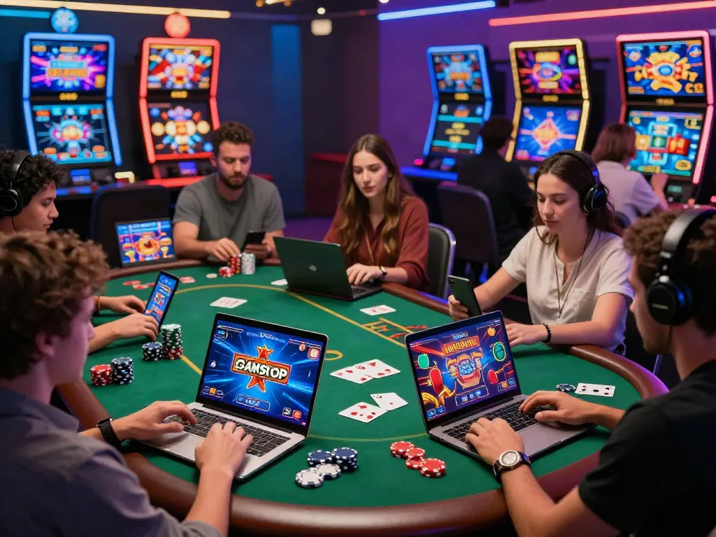 Engaged players enjoying non GamStop casinos in a vibrant online gaming environment.