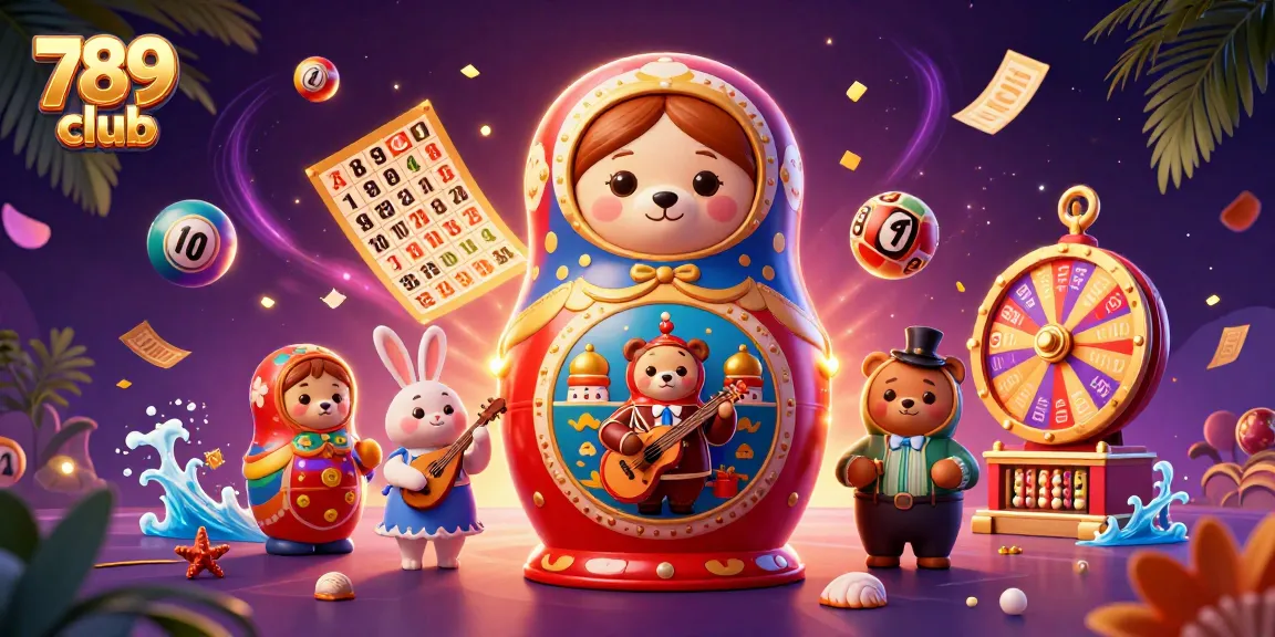Experience the thrill of 789club with vibrant lottery elements and captivating casino characters.