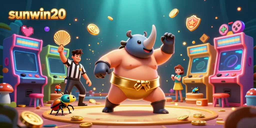 Experience the thrill of sunwin20 as the sumo-themed champion unleashes a shower of golden coins.
