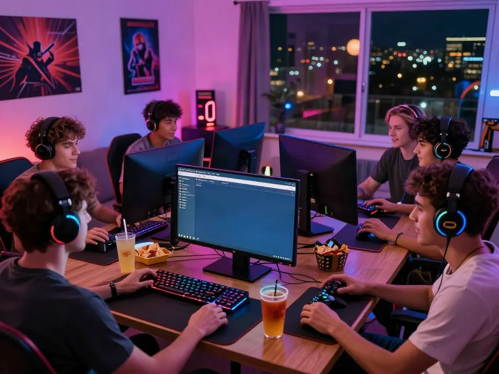 A lively group enjoying non GamStop casinos online in a cozy setting.