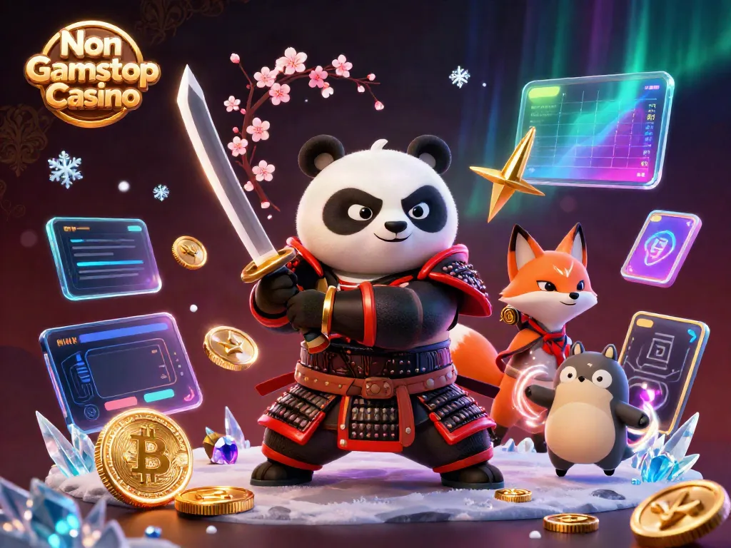 Engage in thrilling gameplay at Non Gamstop Casino with a unique scene featuring a samurai panda and ninja fox.