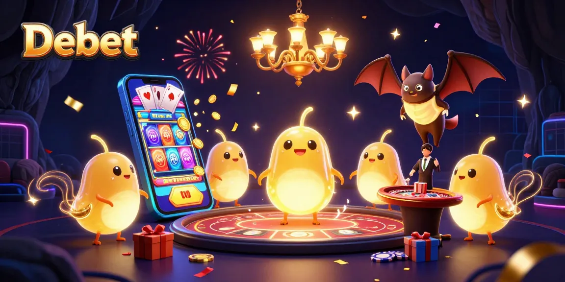 Experience the excitement of Debet with a vibrant 3D illustration showcasing a casino scene.