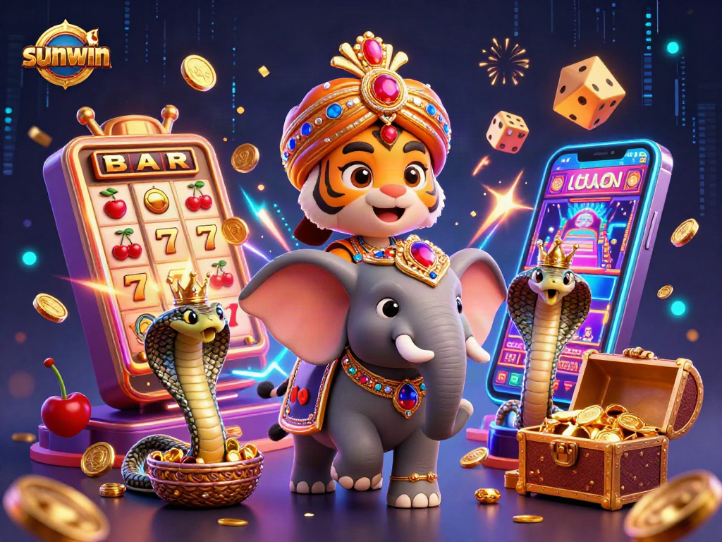 Experience the excitement of sunwin with a dazzling jackpot in a vivid casino scene