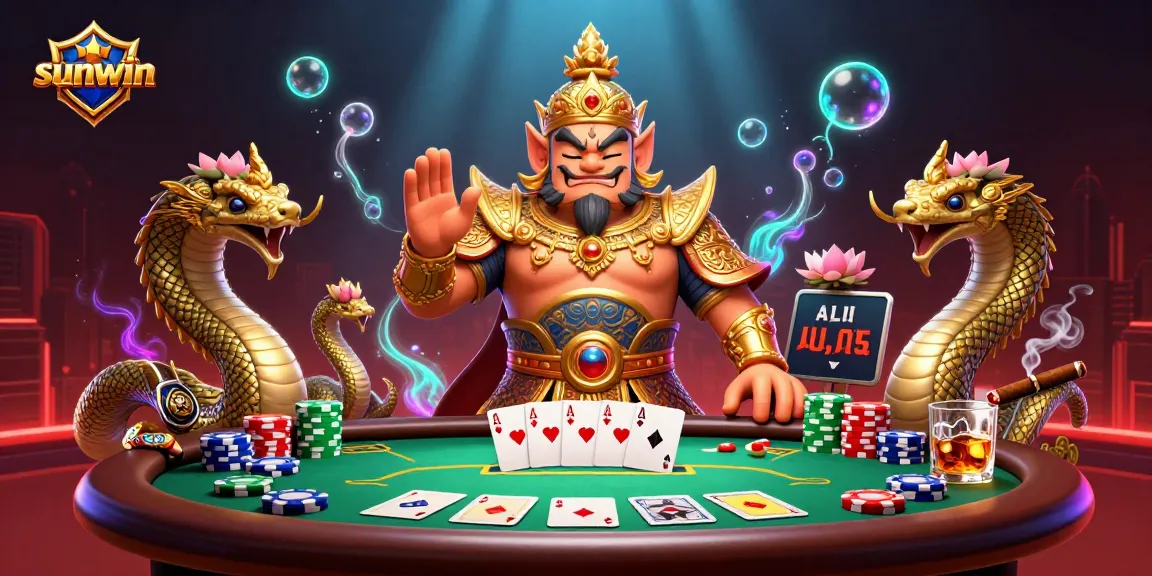 Experience the vibrant world of sunwin with a 3D illustration of captivating poker action.
