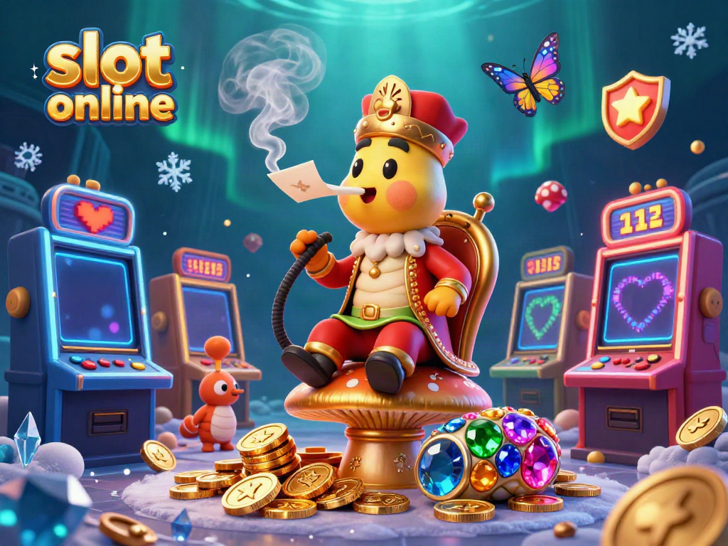 Experience exciting slot online gaming with this captivating 3D illustration of a casino scene.