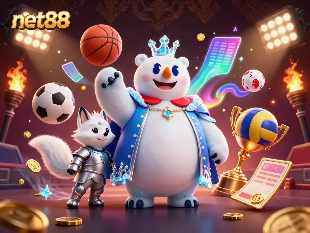 Engage in thrilling sports betting excitement with net88 as the animated ice king and snow fox showcase dynamic winning moments.
