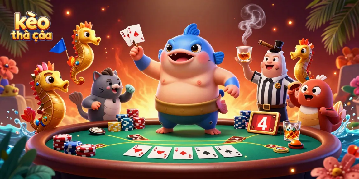 Engage with the thrilling world of kèo nhà cái through a vibrant underwater casino scene featuring action-packed poker characters.