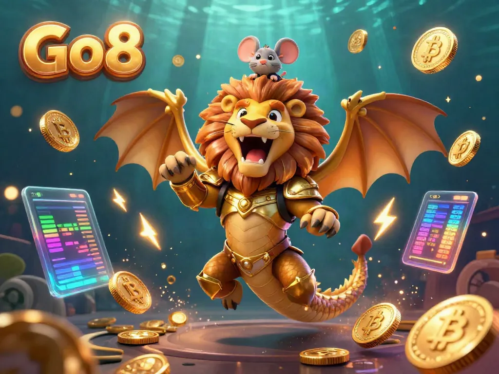 Experience the thrilling gameplay of Go 8 with a dynamic casino illustration featuring exciting elements and characters.