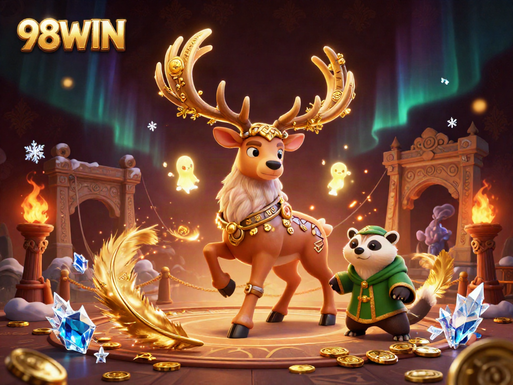 Engage in thrilling gaming adventures with 98WIN's vibrant casino illustration featuring Celtic elements.