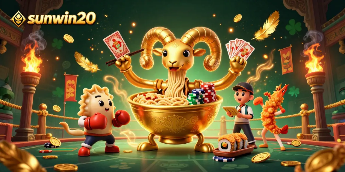 Engage in winning gameplay with sunwin20's festive 3D casino illustration featuring dynamic characters and action.