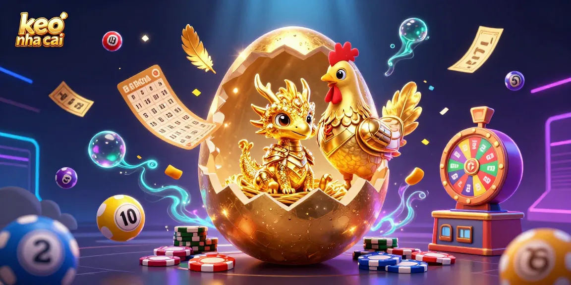 Engage with keo nha cai through colorful illustrations showcasing dynamic casino elements and vibrant lottery features.