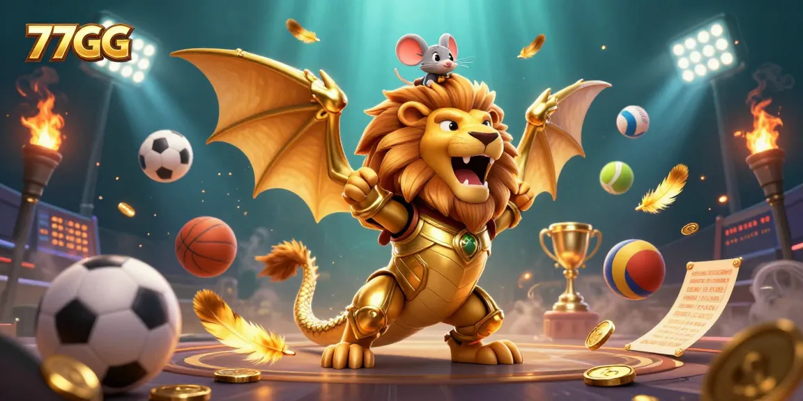 77GG players experience the thrill of triumphant gambling amidst dynamic sports elements and gold rewards.