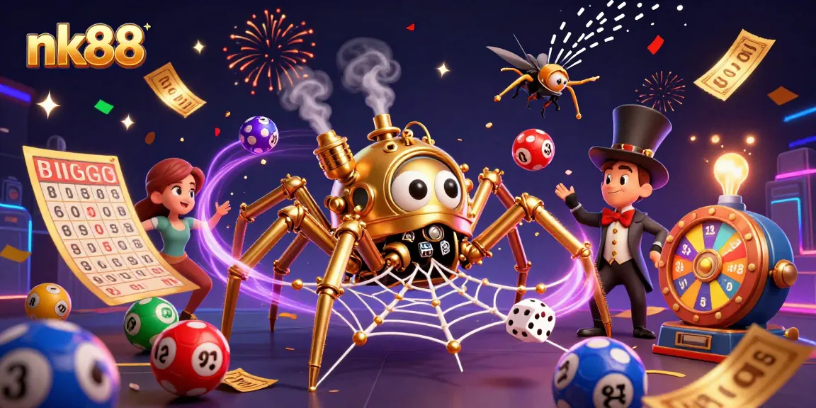 Experience thrilling nk88 gameplay with a lively steampunk spider ensnaring games of chance and excitement.